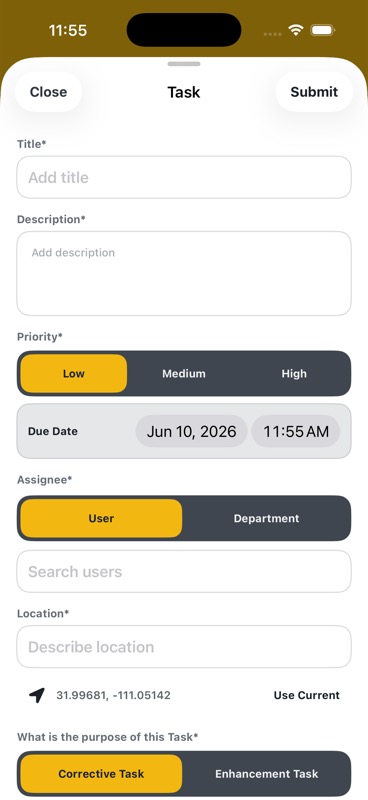 Task assignment form