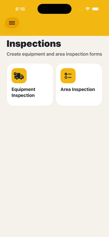 Equipment and area inspection selection